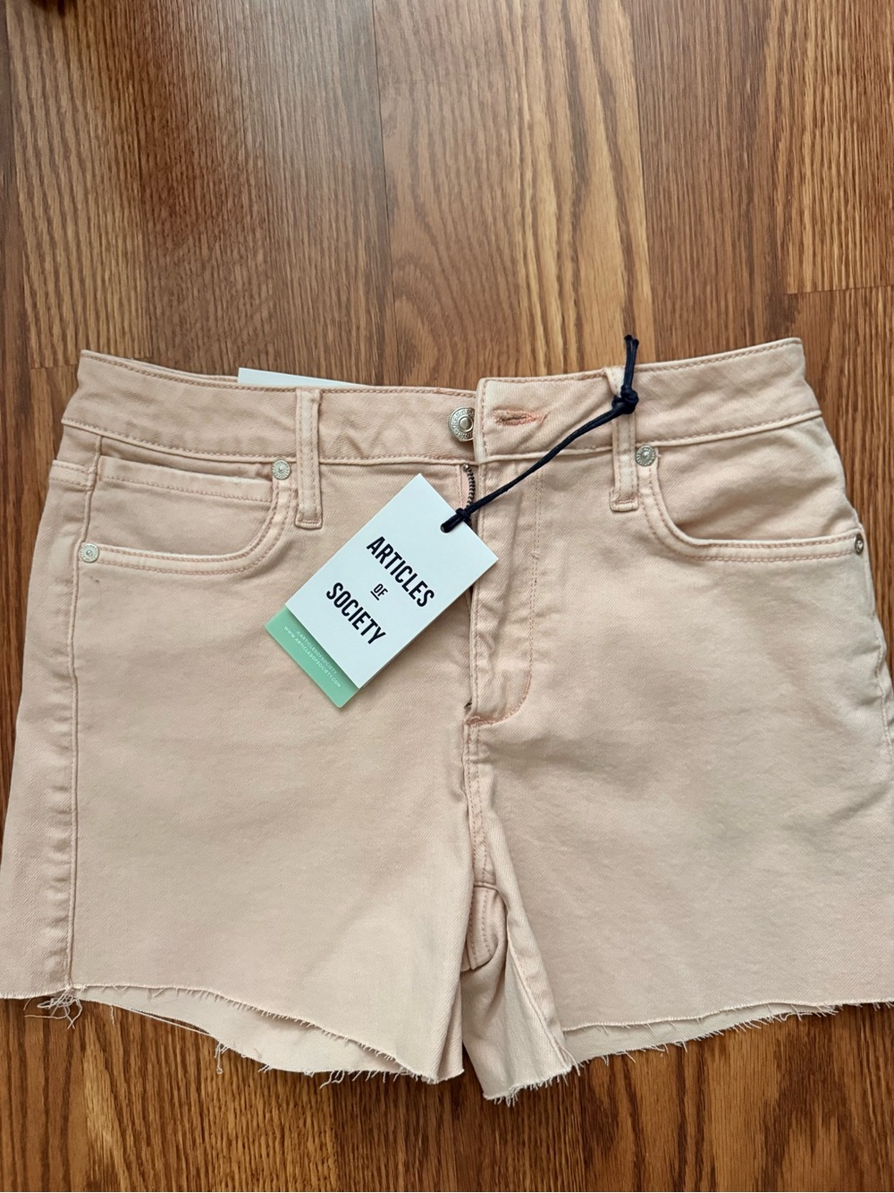 Articles Of Society The Meredith High Waist Shorts in Light Peach